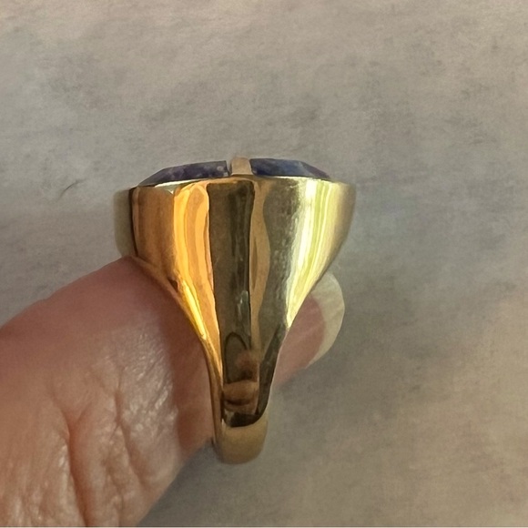 Henri Bendel - Blue Modern Stone Ring Gold- Never worn size 7.5 - Picture 3 of 3